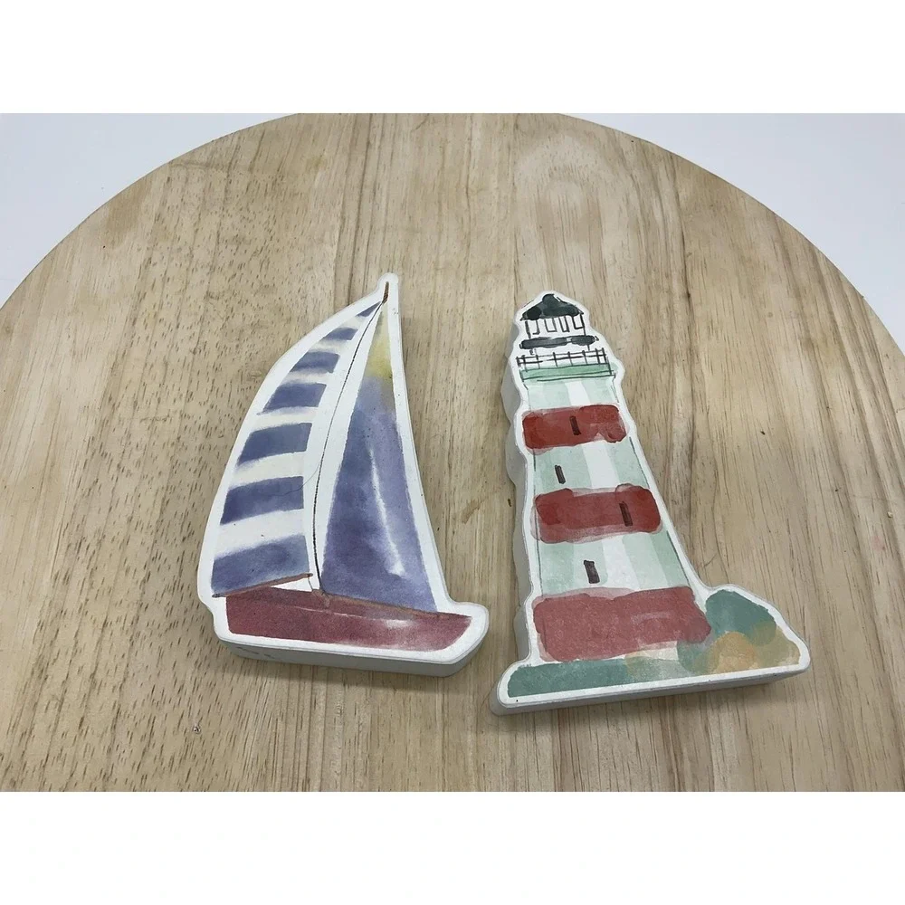 Hobby Lobby Boat Lighthouse Wall Plaques‎ Set Of 2 Small Nautical Beach Decor